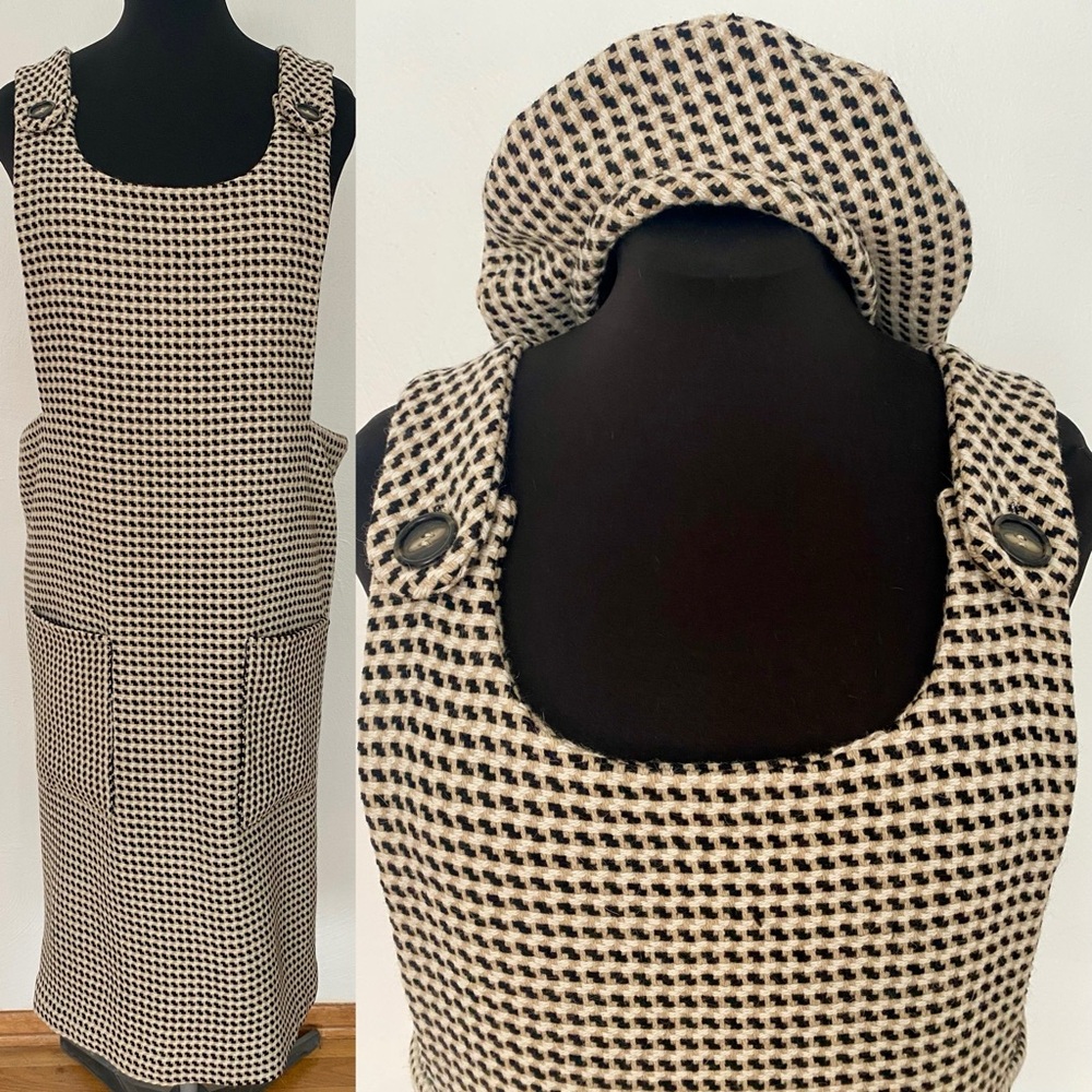 Vintage 90s-Inspired Jumper Dress Set *Size 16* Wool Sleeveless Dress and Beret